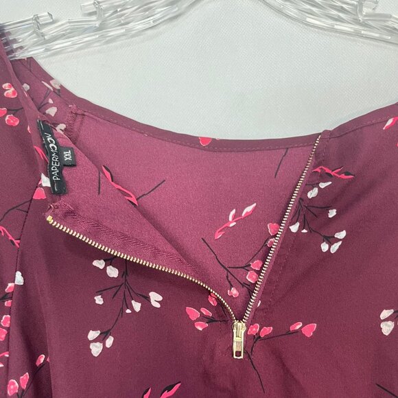 Papermoon Blouse Shirt Womens XXL Burgundy Floral Print - Picture 6 of 9